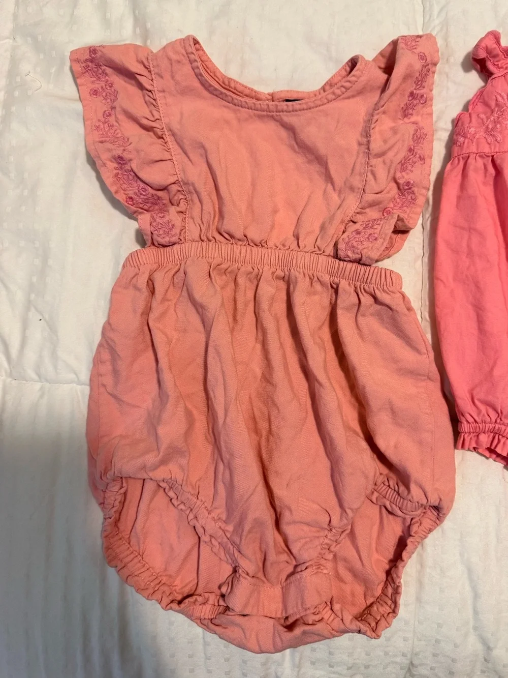 Baby GAP Pink Cotton Romper Duo - Ruffled & Embroidered Styles